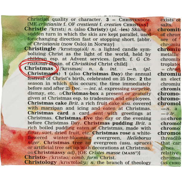 East Urban Home Christmas Dictionary Art Plush Fleece Throw Blanket Wayfair